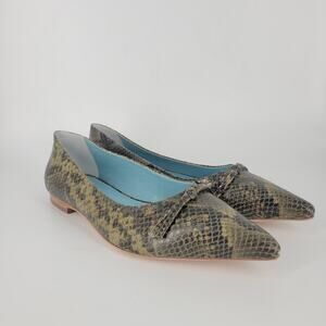 Frances Valentine Olive Paige Snakeskin Embossed Leather Flats 8